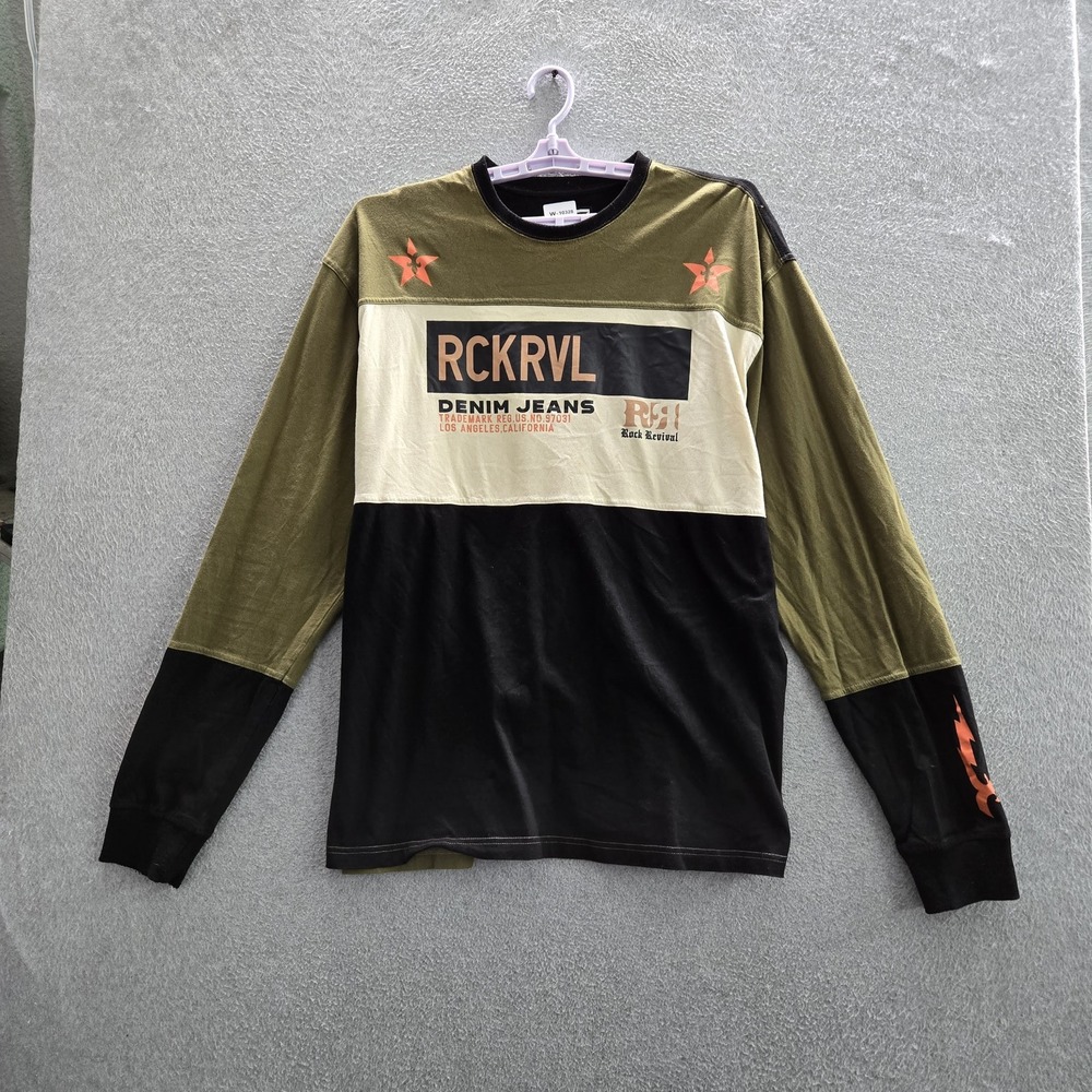 Rock Revival‎ Men Shirt XXXL Green Colorblock Thorne Chest Pocket Logo Pullover